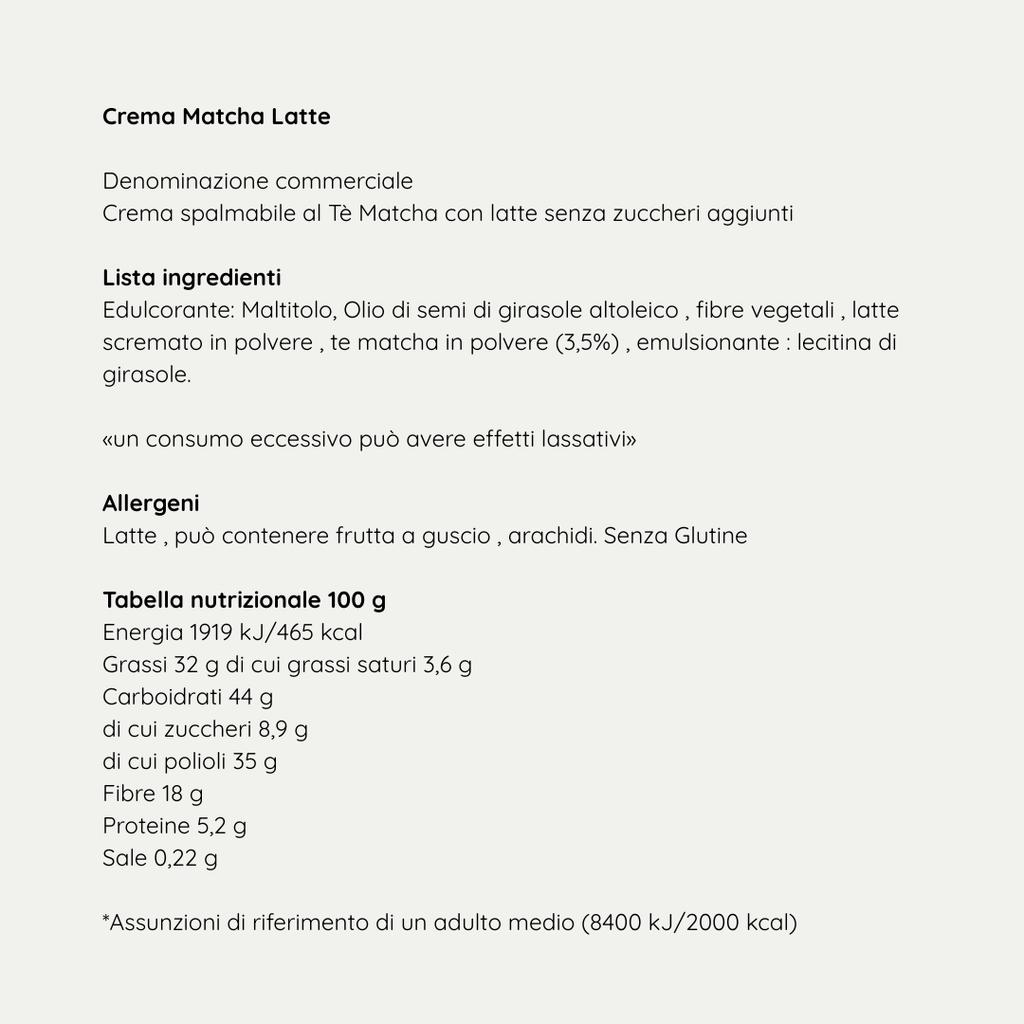 Crema Matcha Latte 40g - Senza Zuccheri Aggiunti