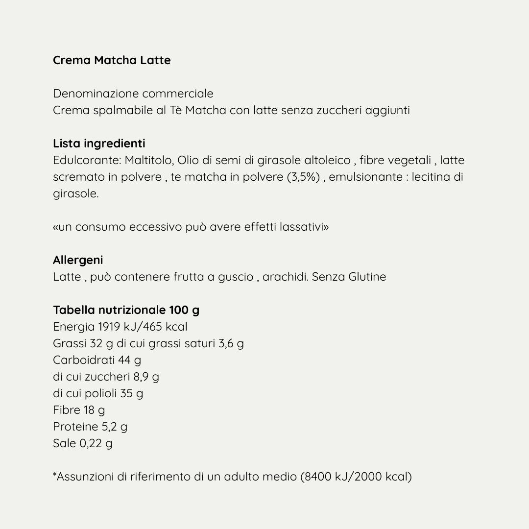Crema Matcha Latte 40g - Senza Zuccheri Aggiunti