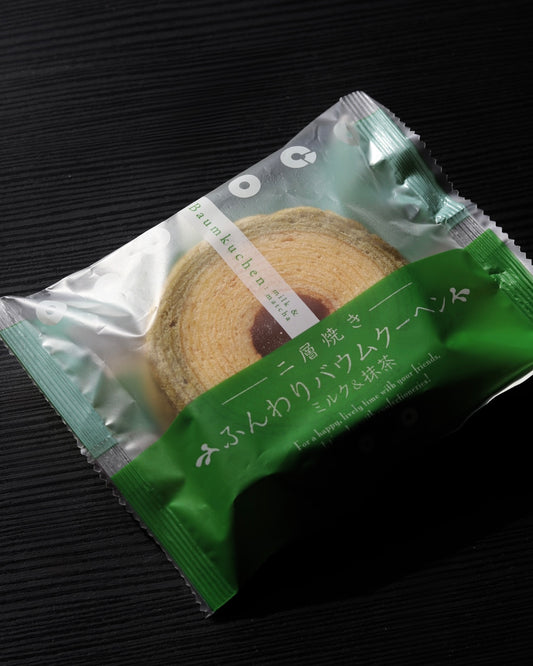 Baumkuchen Giapponese al Gusto di Latte e Matcha | Torta a Strati Morbida - 60g