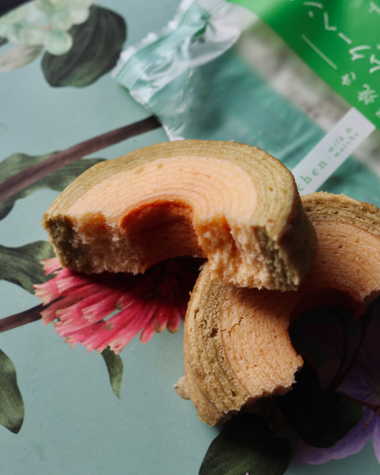 Baumkuchen Giapponese al Gusto di Latte e Matcha | Torta a Strati Morbida - 60g