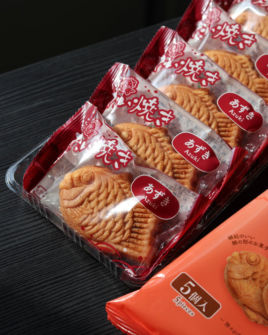 Taiyaki Gusto Azuki (Fagioli Rossi) | Dolce Giapponese Tradizionale a Forma di Pesce - 5 Pezzi (175g)